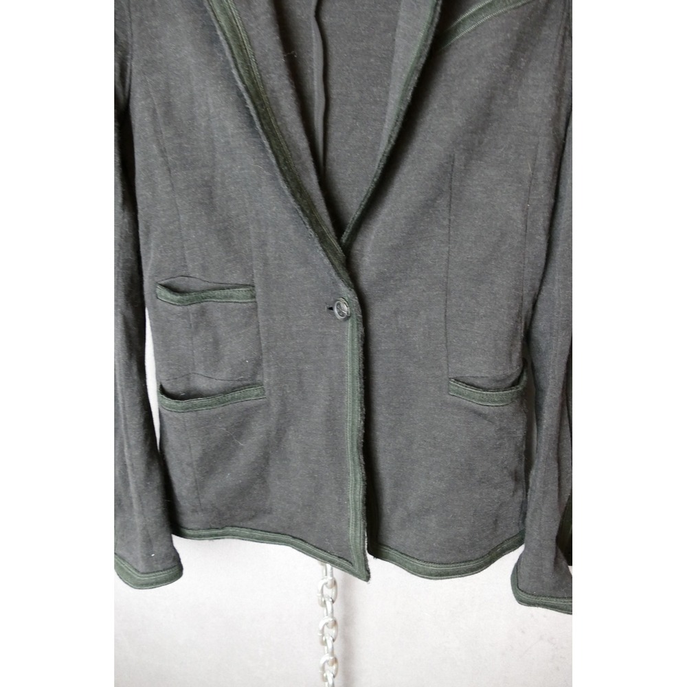 DIANE‎ VON FURSTENBERG DVF Knit Blazer Jacket Charcoal Grey Wool Size 12 - Picture 4 of 9